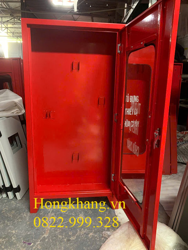 Tủ PCCC 2 ngăn 1200x500x200mm sơn tĩnh điện cánh kính cho công