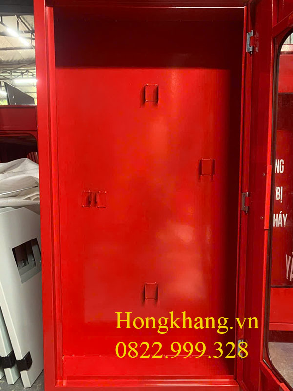 Tủ cứu hỏa chia 2 ngăn 1200x500x200mm cánh ngoài kính, giá xưởn