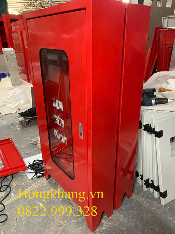 Vỏ tủ PCCC chia ngăn 1200x500x200mm màu đỏ cánh kính giá tốt