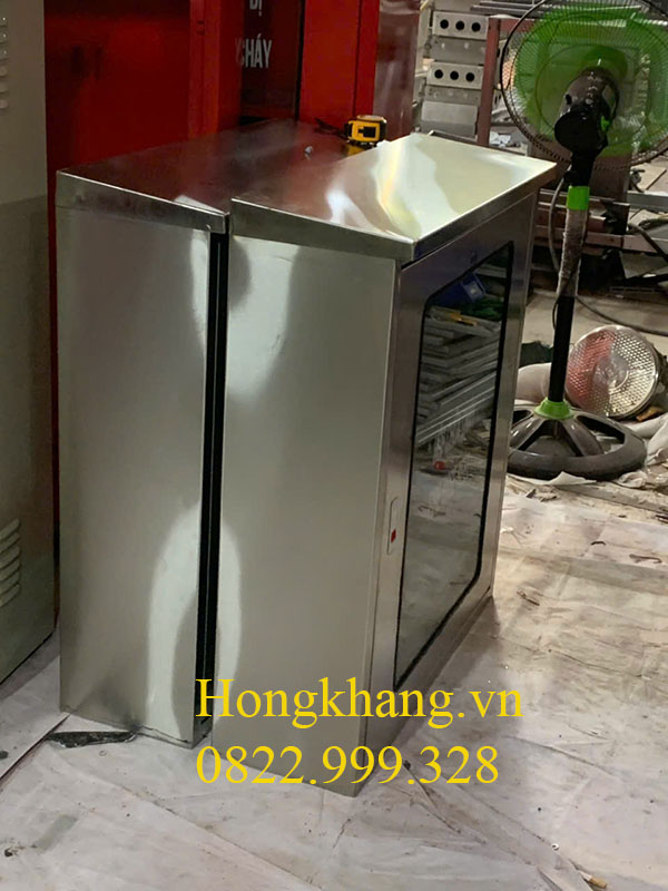 Vỏ tủ PCCC inox 304 600x400x200mm cánh kính giá xưởng Hà Nội TP HCM
