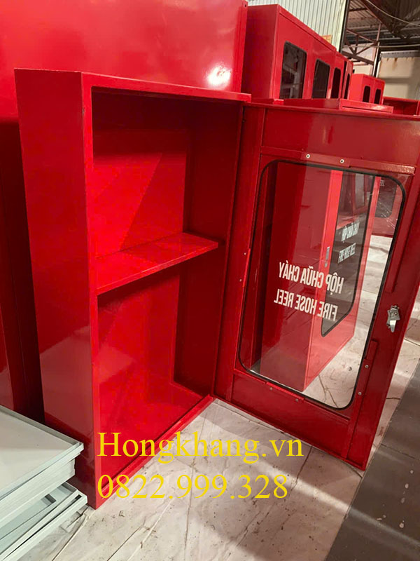 Vỏ tủ cứu hỏa 2 ngăn màu đỏ sơn tĩnh điện kích thước 600x400x200x1