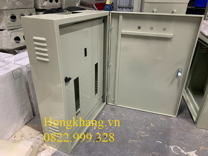 Vỏ tủ điện 2 lớp cánh trong nhà màu ghi 1.2mm có panel giá