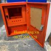Tủ điện trong nhà cánh ngoài mica chia 2 ngăn kích thước 600x400x200x1mm sơn tĩnh điện màu đỏ ngăn trên 2 lớp cánh có mica gắn cánh ngoài giá tốt tại xưởng hà nội và TP HCM