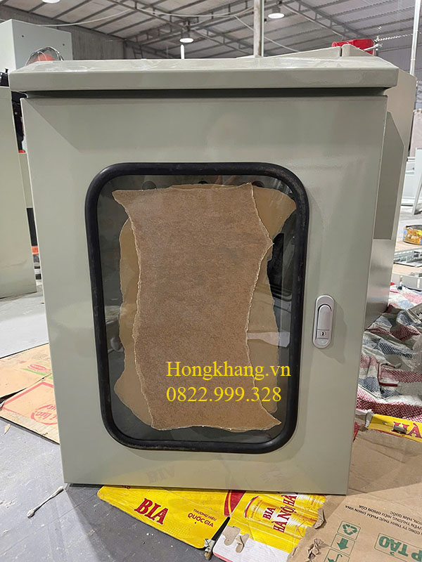 Vỏ tủ điện ngoài trời 2 lớp cánh 1000x600x250x1,2mm sơn tĩnh điện có tấm panel, hèm chống bụi, mái che, cánh ngoài mica giá tốt tại xưởng Hà Nội và Hải Phòng