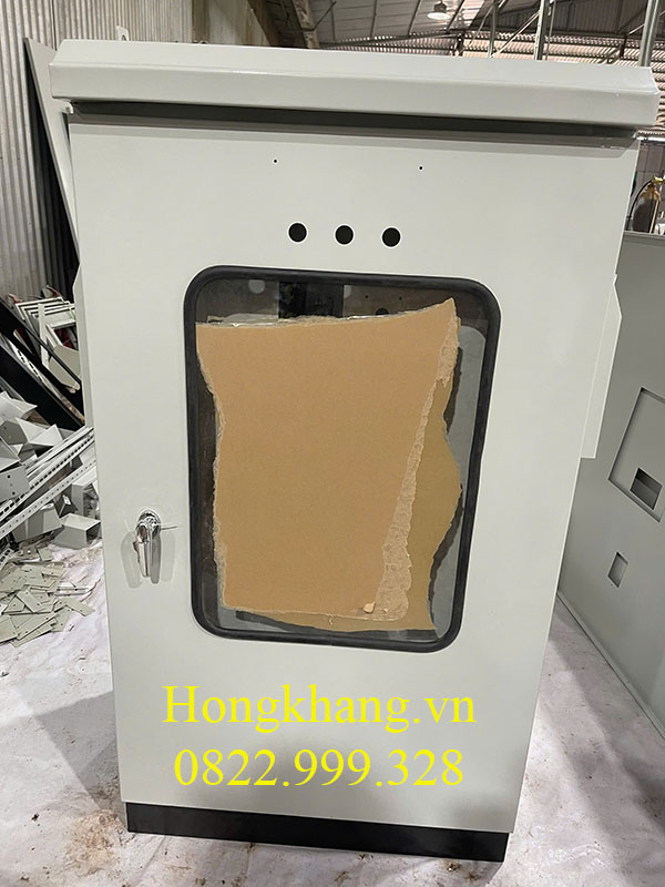 Vỏ tủ điện 2 lớp cánh ngoài trời kích thước 800x600x250x1,2mm sơn tĩnh điện có chân đế cánh trong khoét lỗ có mái có hèm chống nước giá tốt tại xưởng hà nội và hải phòng